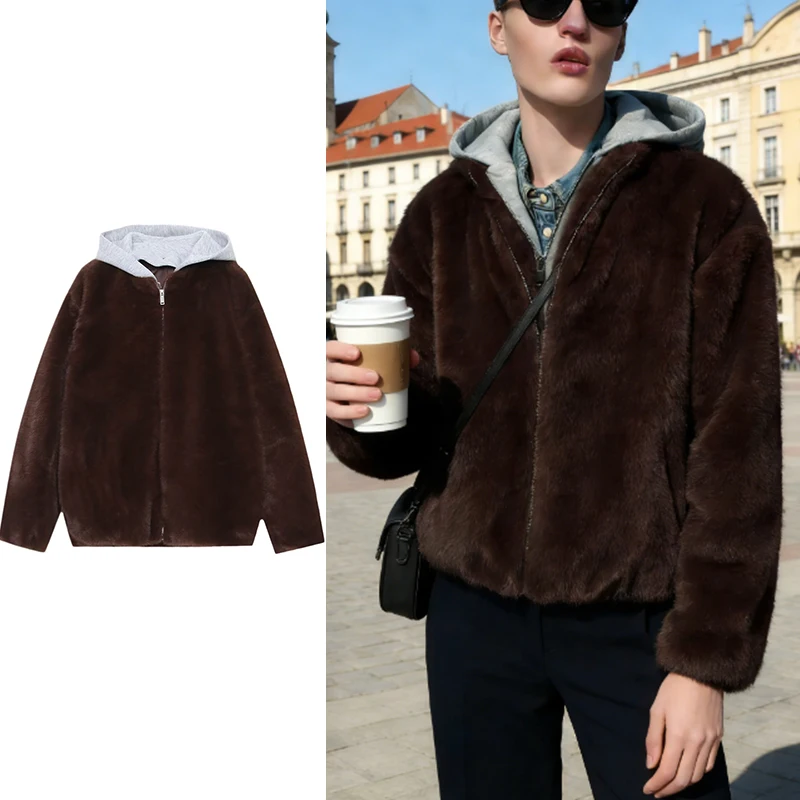 

Hooded Fur Winter Jackets Women's 2026 Fashion Loose Young Elegant Warm Coats Women's Street Travel Holiday Outerwear Coats