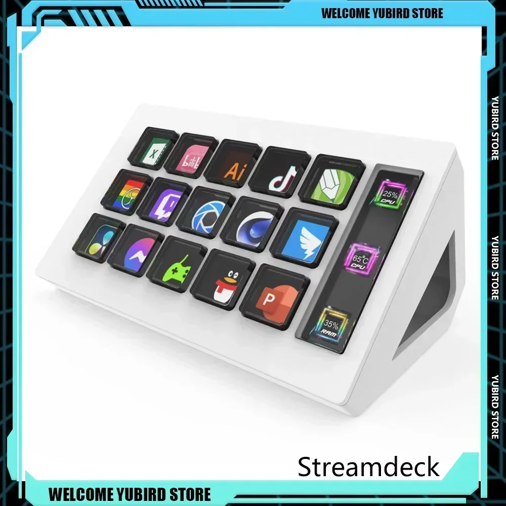 Mirabox StreamDeck 293s Mini Visual Custom Keyboard Live Content Creation LCD Controller 15Keys Button Keyboards Festival Gifts