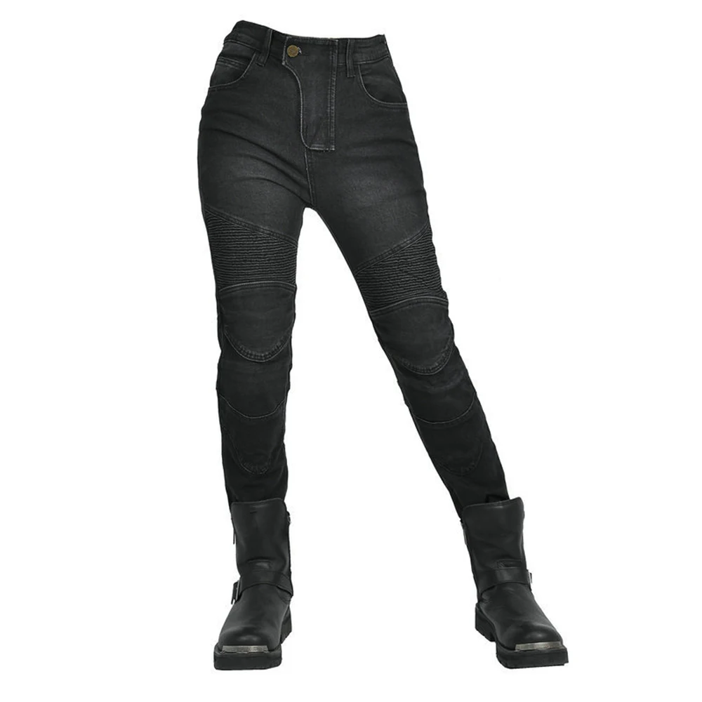 Pantalones de motocicleta para mujer, Protector de silicona mejorado, desmontable, informal, a la moda, para carreras de carretera, vaqueros para las cuatro estaciones, novedad de 2024