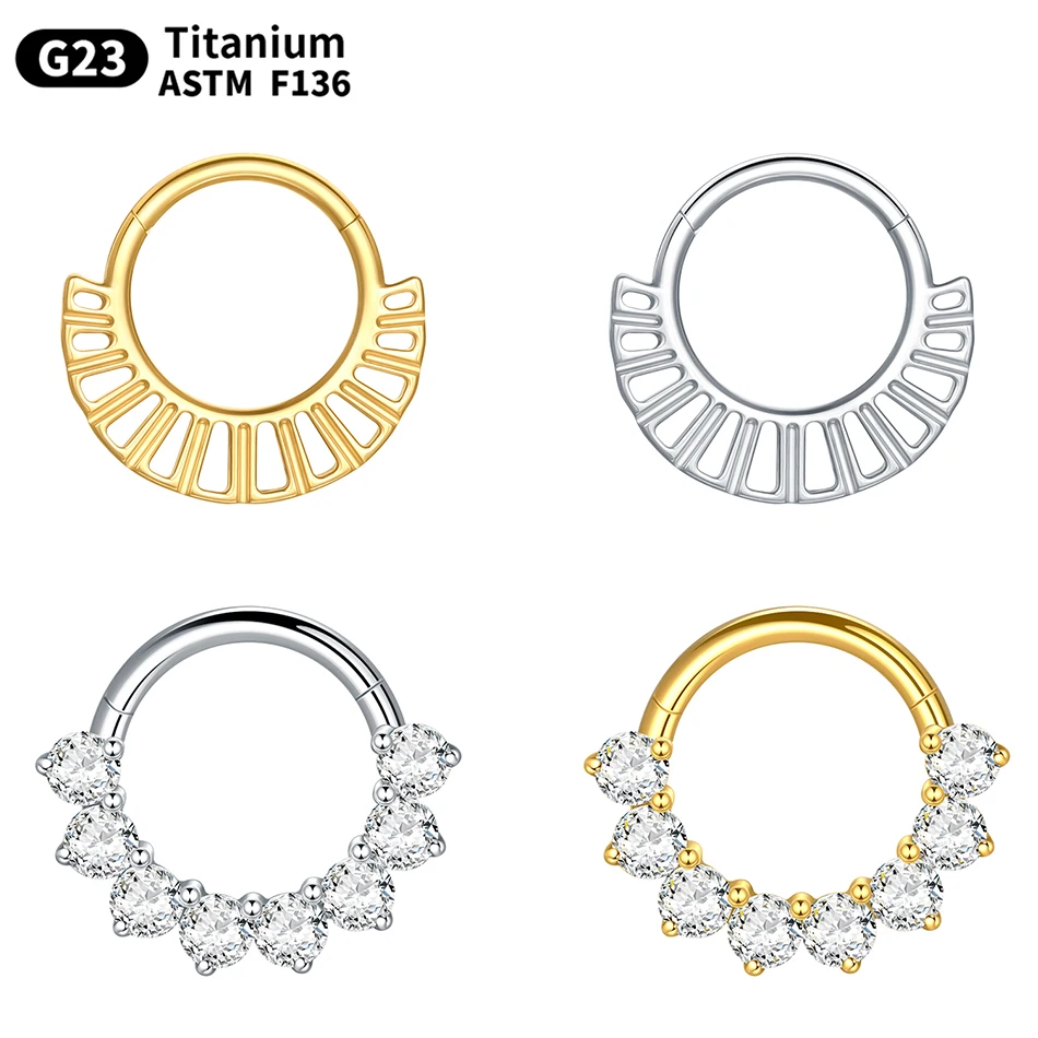 1PC 16G Septum Nose Hoop Ring Titanium Hinged Segment Clicker Daith Rook Conch Piercings Cartilage Earring Piercing Jewelry