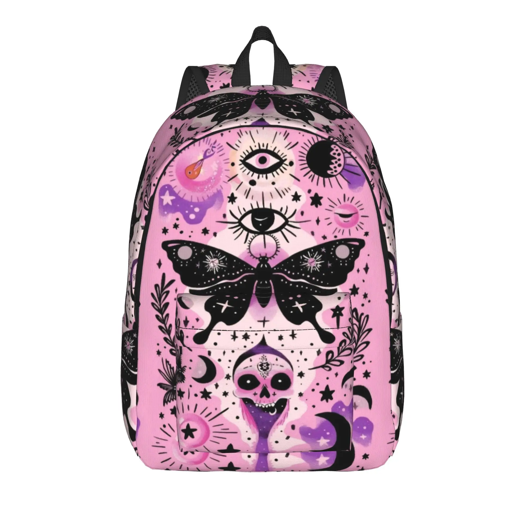 Halloween Gothic Backpack for Men Women Teenage Student Business Daypack Mystical Moth Tarot Laptop Canvas Bags Lightweight