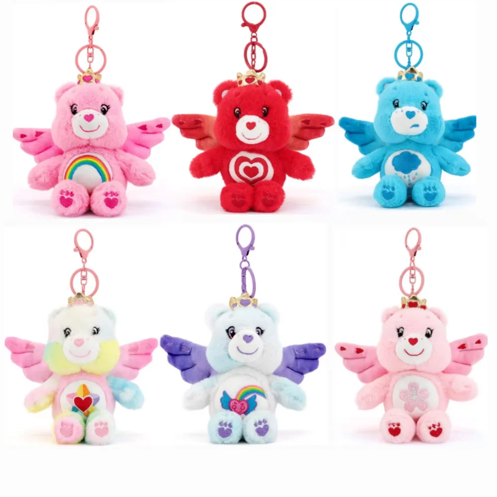 Care Bears Engel-Flügel Plüsch-Schlüsselanhänger Niedlicher Bären-Anhänger 15cm Kawaii Taschenanhänger Weiches Stofftier Schlüsselring für Kinder Geburtstagsgeschenk