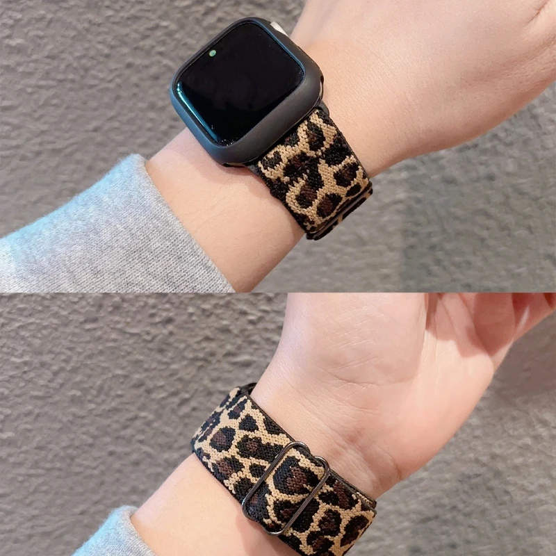 موضة ليوبارد النايلون حزام ل سوار ساعة يد آبل 45 مللي متر 41 38 49 46 42 44 40 مللي متر كوريا سوار iWatch سلسلة 10 الترا 9 8 7 se 6 5 #6