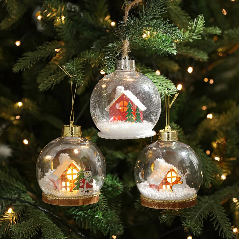 

LED Christmas Ornaments Transparent Balls with Internal Lights, Glowing Hanging Decor for Xmas Tree