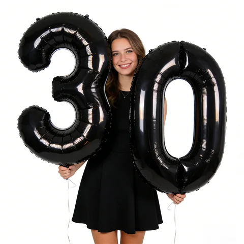 2pcs 40inch Big Black Number Foil Balloons Birthday Party Decorations Adult Kids 10 11 12 18 20 25 30 45 50 60 Year Old Supplies