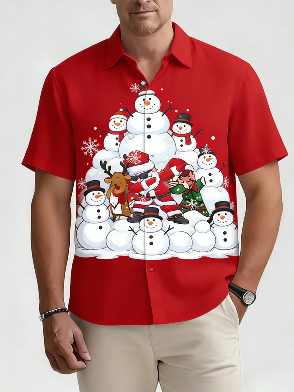 Męska nowa koszula lniana z krótkim rękawem, świąteczna, zabawna, z nadrukiem 3D, biała koszula hawajska, codzienna koszula na imprezy świąteczne i na zewnątrz dla mężczyzn.