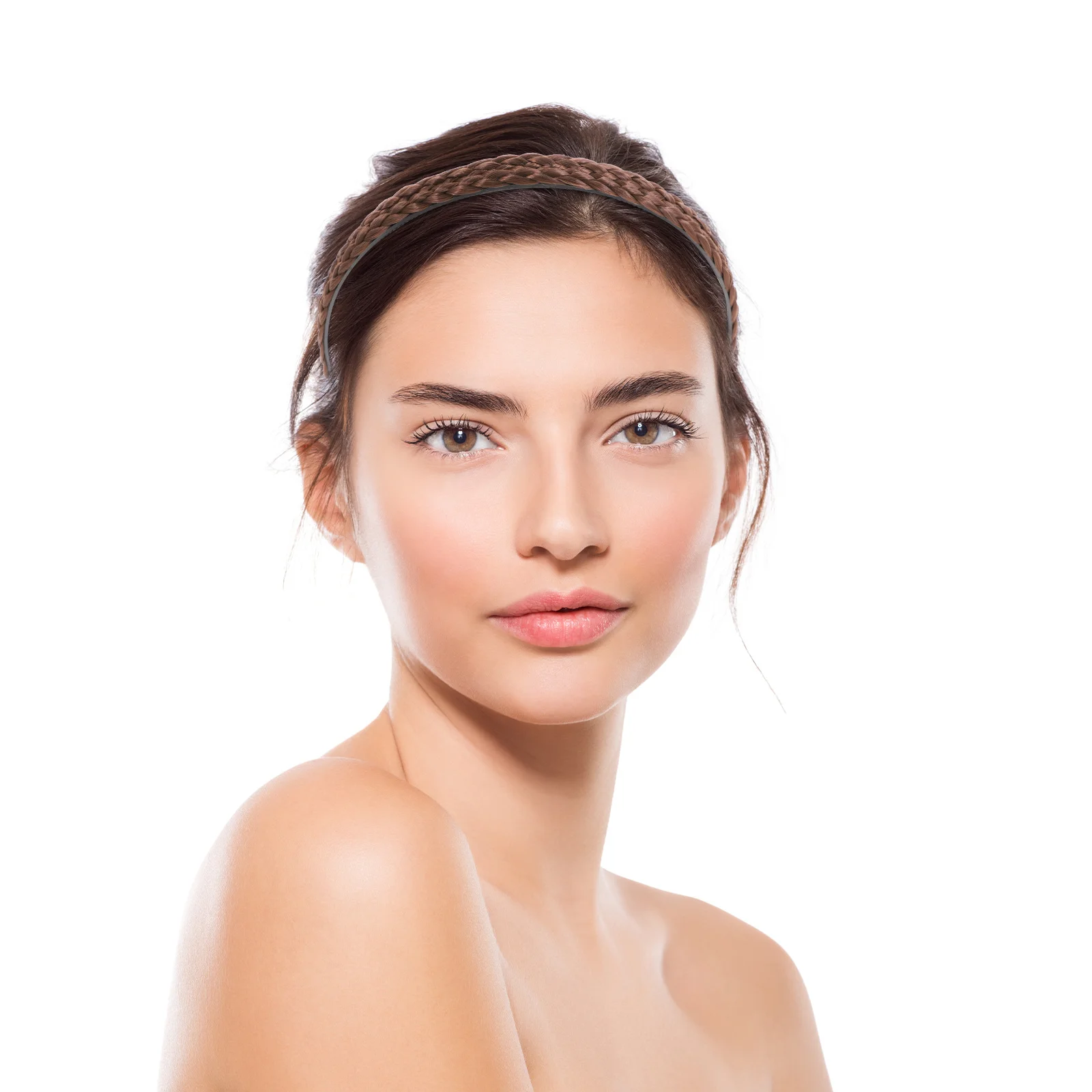 

Anti-Slip Braided Plaited Headband Light Coffee Color Comfortable Flexible Women Hair Hoop Plaited Hair Band Women