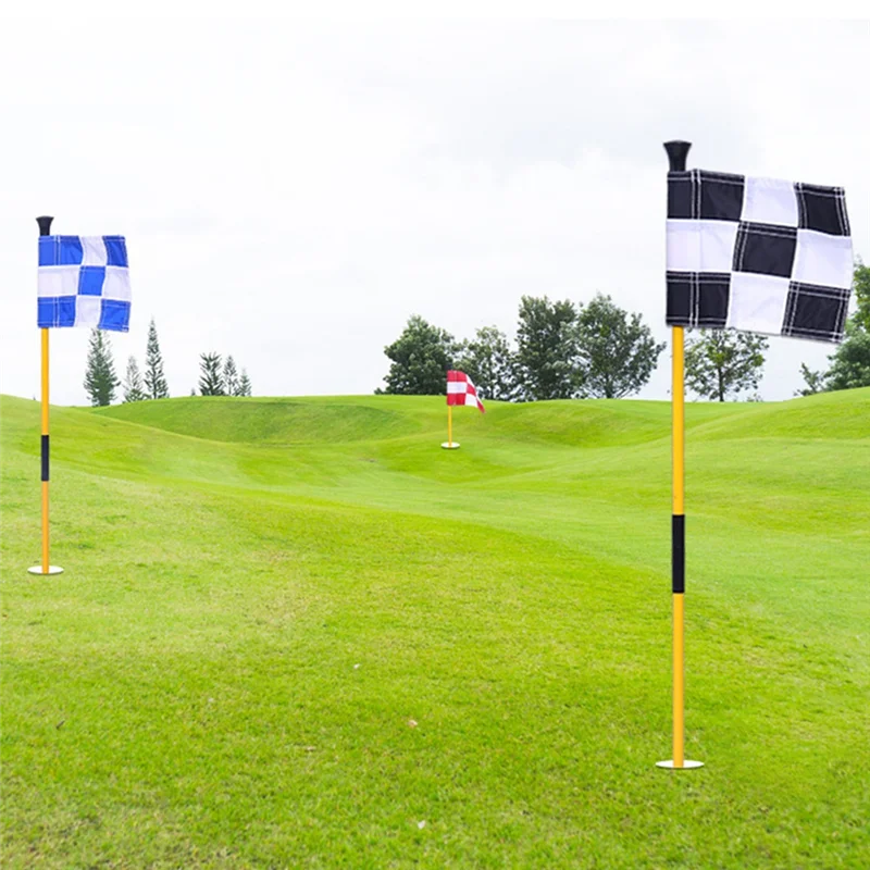 YHOLI-Golf groene vlag, kleurrijke tweedelige geruite groene doelgatbeker vlaggenmast, golfbenodigdheden