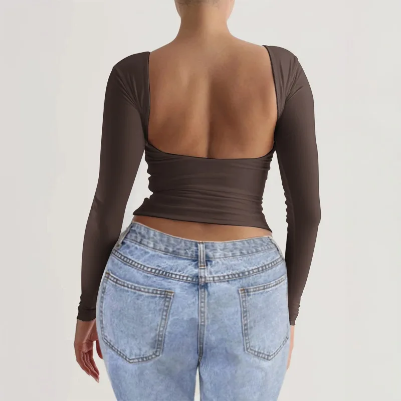 Temperament Slim Round Neck Tops Ropa De Mujer Basic Blouses Clothes T-shirt Feminina Tees Graphic T Shirt Long Sleeve Camisetas