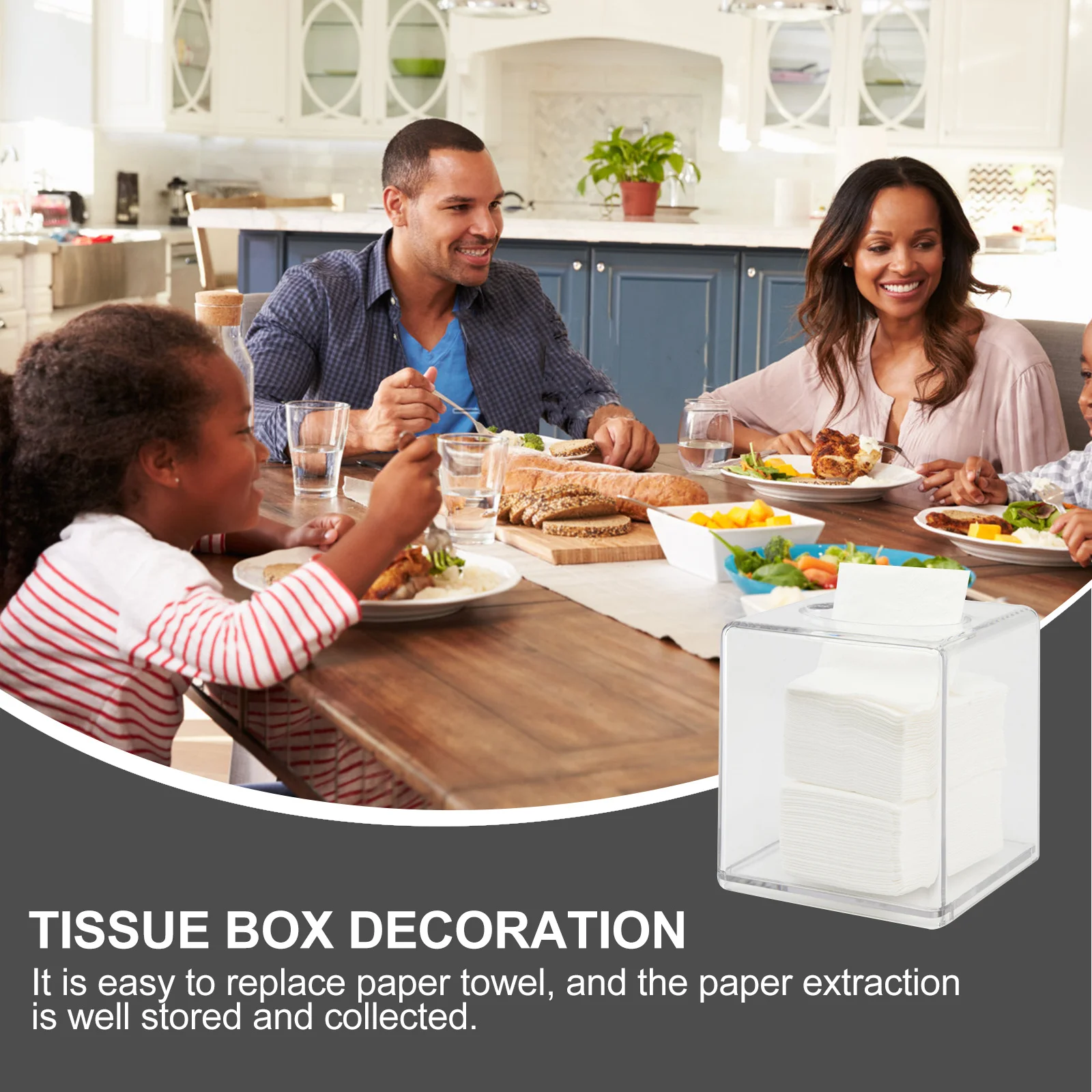 

Acrylic Tissue Storage Case Square Napkin Box Paper Towel Holder Household Desktop Organizer Tissue Box