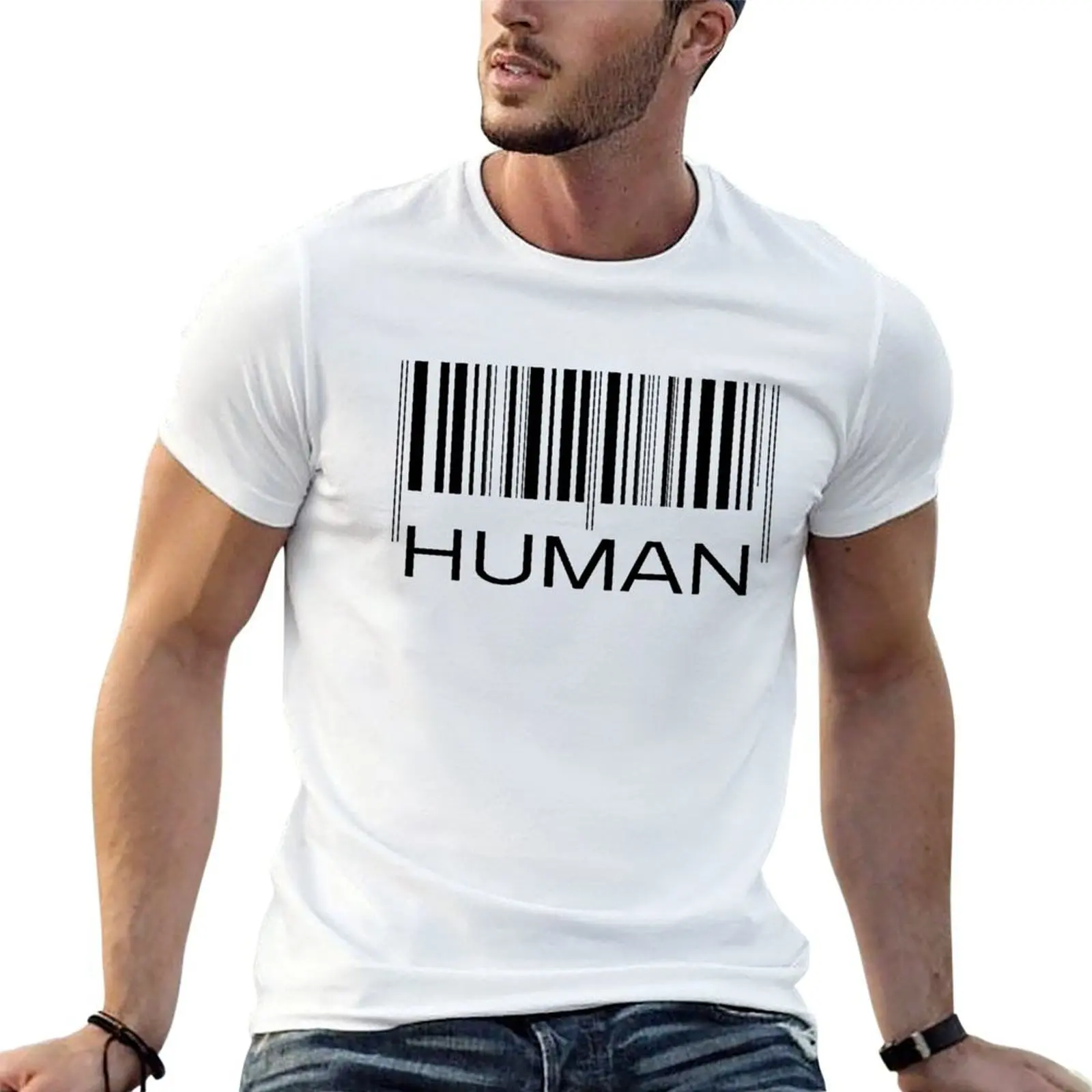 

HUMAN BARCODE T-Shirt t shirts for man cotton soft man tshirt T-Shirt