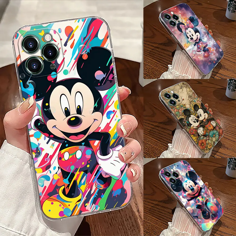 Disney Mickey Mouse Transparent Phone Case For iPhone 17 Pro Max 17E 11 12 13 14 15 16 Pro Max Plus 17 Air 16E 7 XS Soft Cover