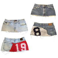 Vintage Gothic Digital Patchwork Y2k Mini Skirt Blue Denim Slim Fit Hip Hugging Short Skirts Sexy Girl Fashion Casual Clothing