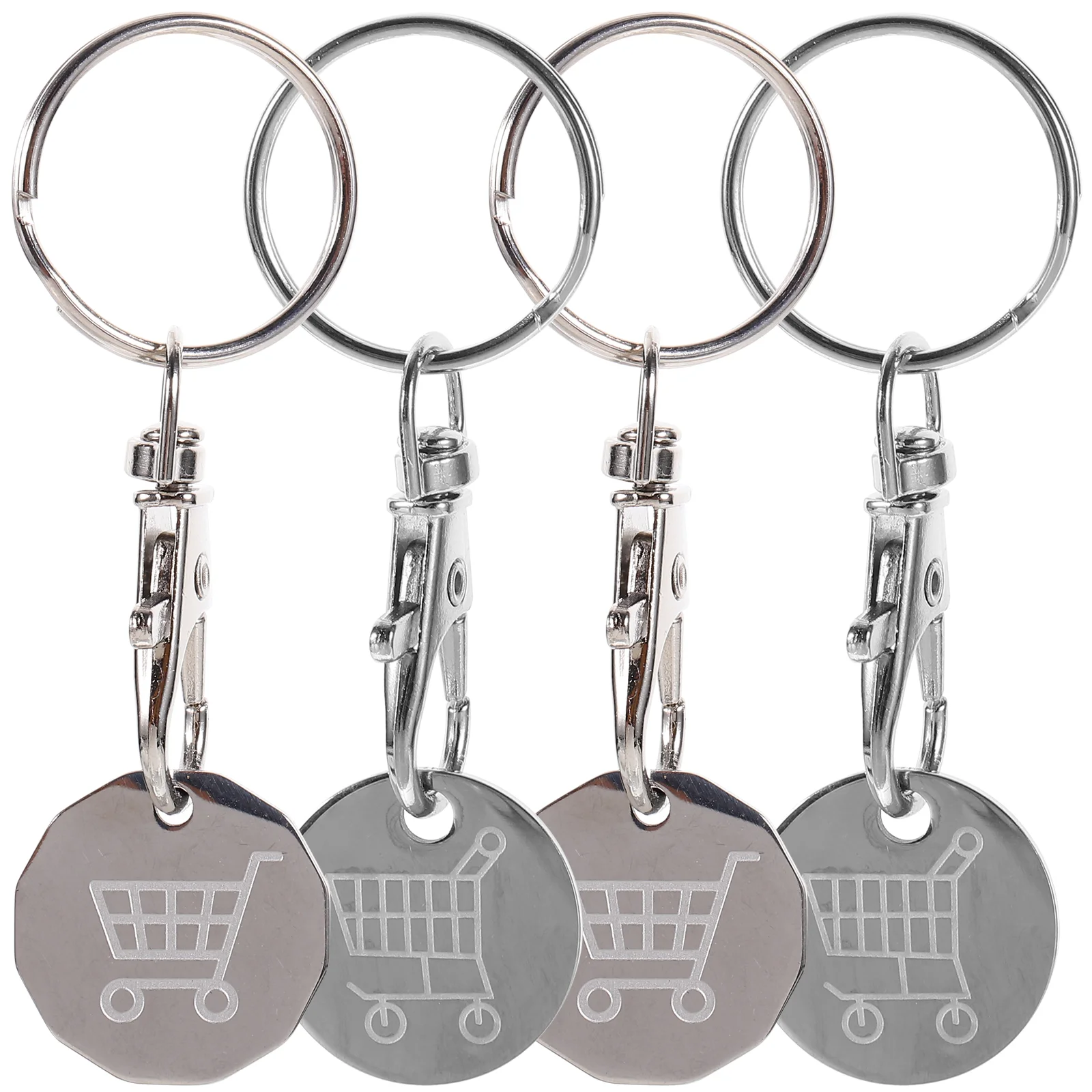 

4 Pcs Cart Token Keyring Chain Decoration Shopping Trolley Tokens Rings Pendant