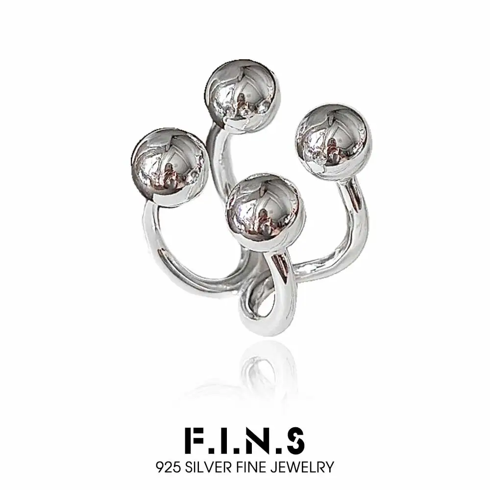 

F.I.N.S оригинальное кольцо из стерлингового серебра S925 с круглыми бусинами, минималистичный шикарный эффектный открытый регулируемый указатель среднего пальца, ювелирные изделия