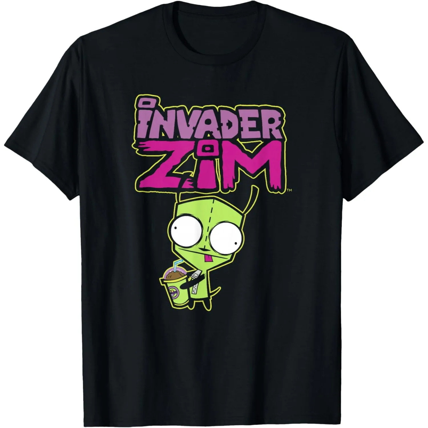 

Invader Zim Gir Drinking Milkshake Graphic Tee Cotton Crewneck T-Shirt for Men