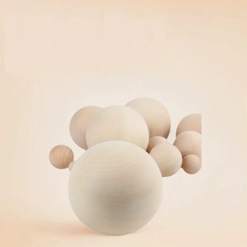 Dia 6/8/10/12/15/20/25/30/35-100mm Solid Natural Color Ball No Hole Round Wooden Beads Manual DIY Ball Jewelry Carving Beads