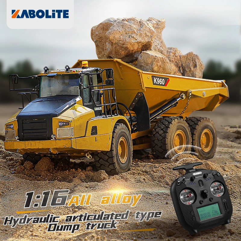

KABOLITE 1/16 K960 RC Truck Hydraulic 6x6 RC Dump Articulated Truck Metal Model Simulation Engineering MachinaToy