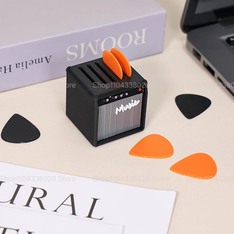 حامل اختيار جيتار محمول مطبوع ثلاثي الأبعاد على شكل مكبر صوت مقاوم للماء حقيبة أعواد جيتار جميلة #6