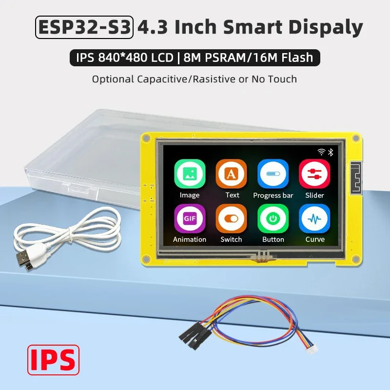 

ESP32-S3 HMI 8M pSRAM 16m Flash for Arduino Lvgl 4.3 inch IPS Screen 800*480 Smart Display WiFi & Bluetooth RGB LCD TFT Module