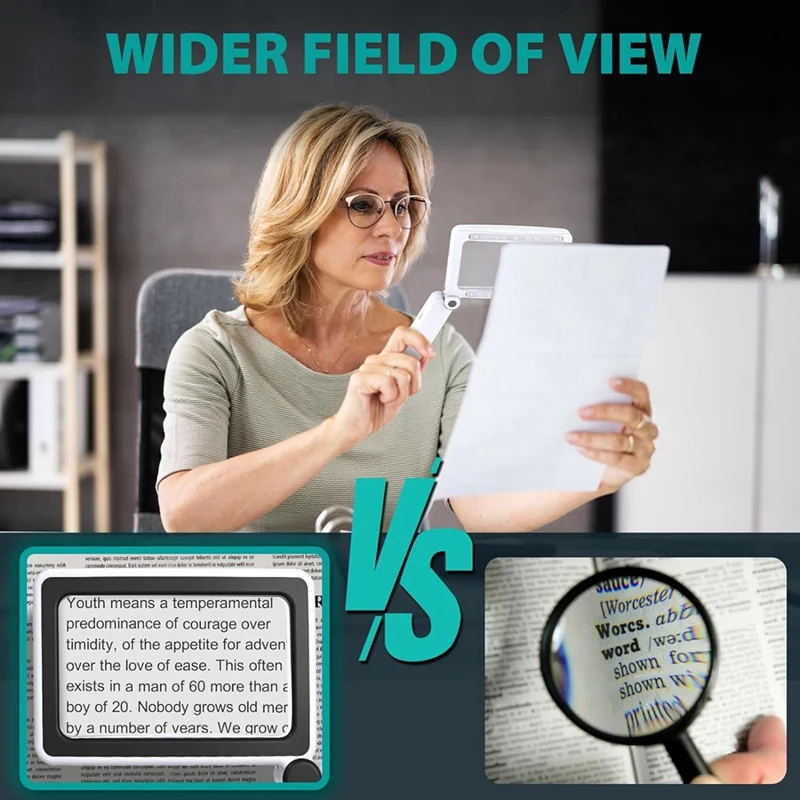 NEW-4X Large Magnifying Glass With Light For Reading,Lighted Magnifier With 10 LED Foldable Handheld Magnifiers For Seniors