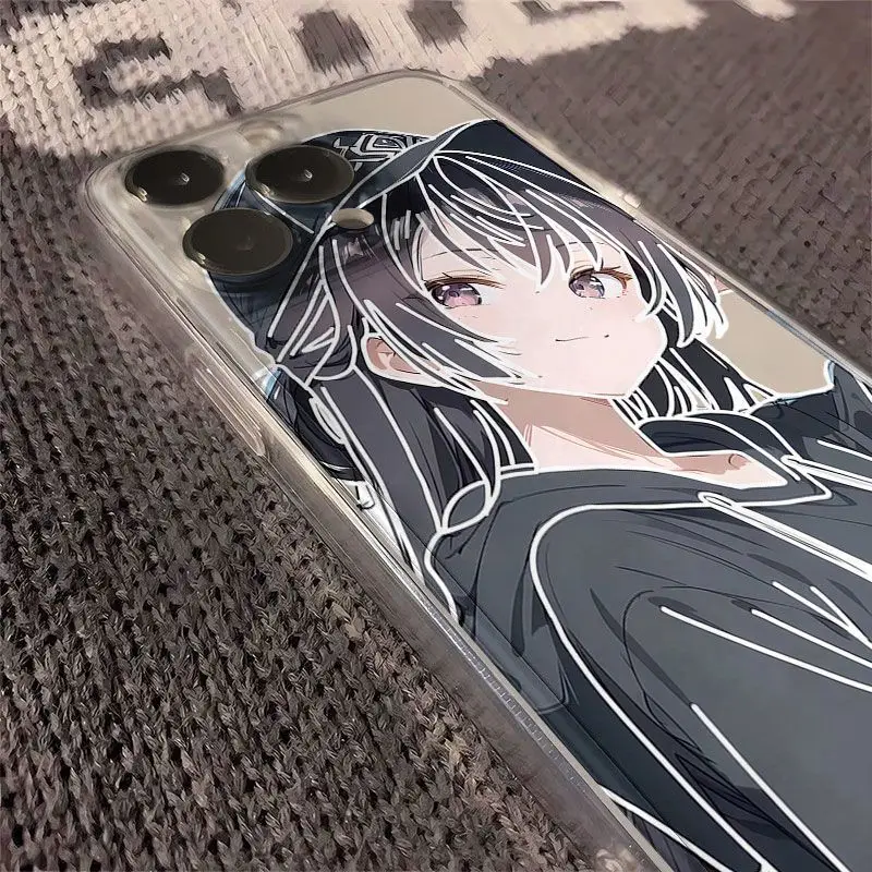 Baseball Hat Girl Clear Phone Case For iPhone 16 15 14 13 12 11 Pro Max XR X XS 14 15 7 8 Plus Y2K Cute Transparen Cover