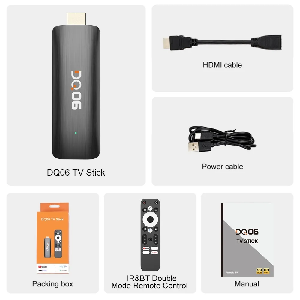 DQ06 ATV Mini TV Stick Android12 Allwinner H618 Quad Core Cortex A53 Support 8K Video 4K Wifi6 BT Voice Remote kotak TV pintar