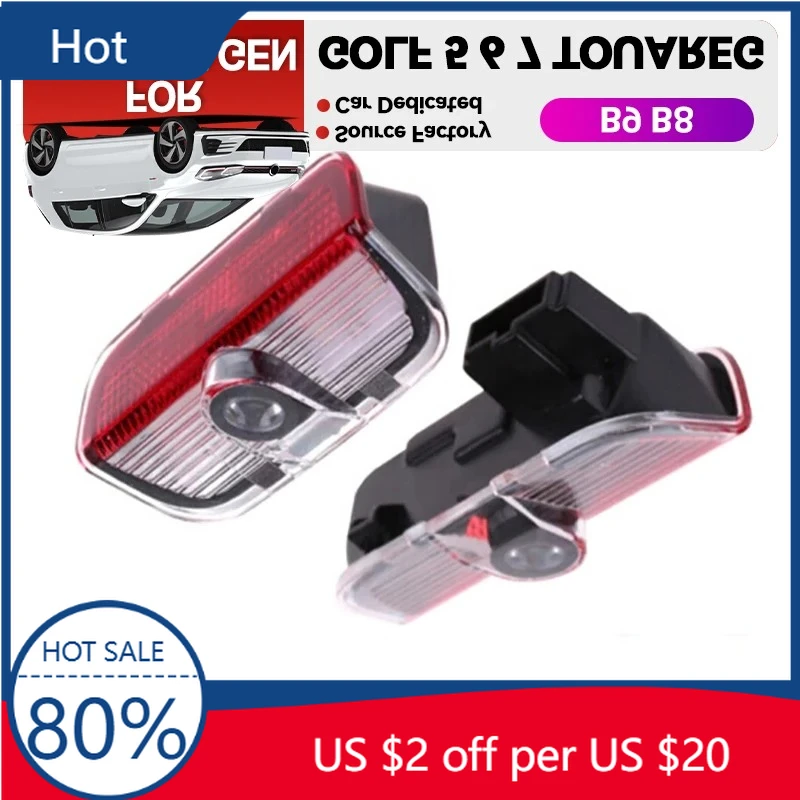 

2026 Новый для VOLKSWAGEN VW Подстаканники 2026 Горячие эмблемы 2X Светодиодный проектор Лампа для шоу Инструмент Аксессуар Для серии VW Украшение двери автомобиля