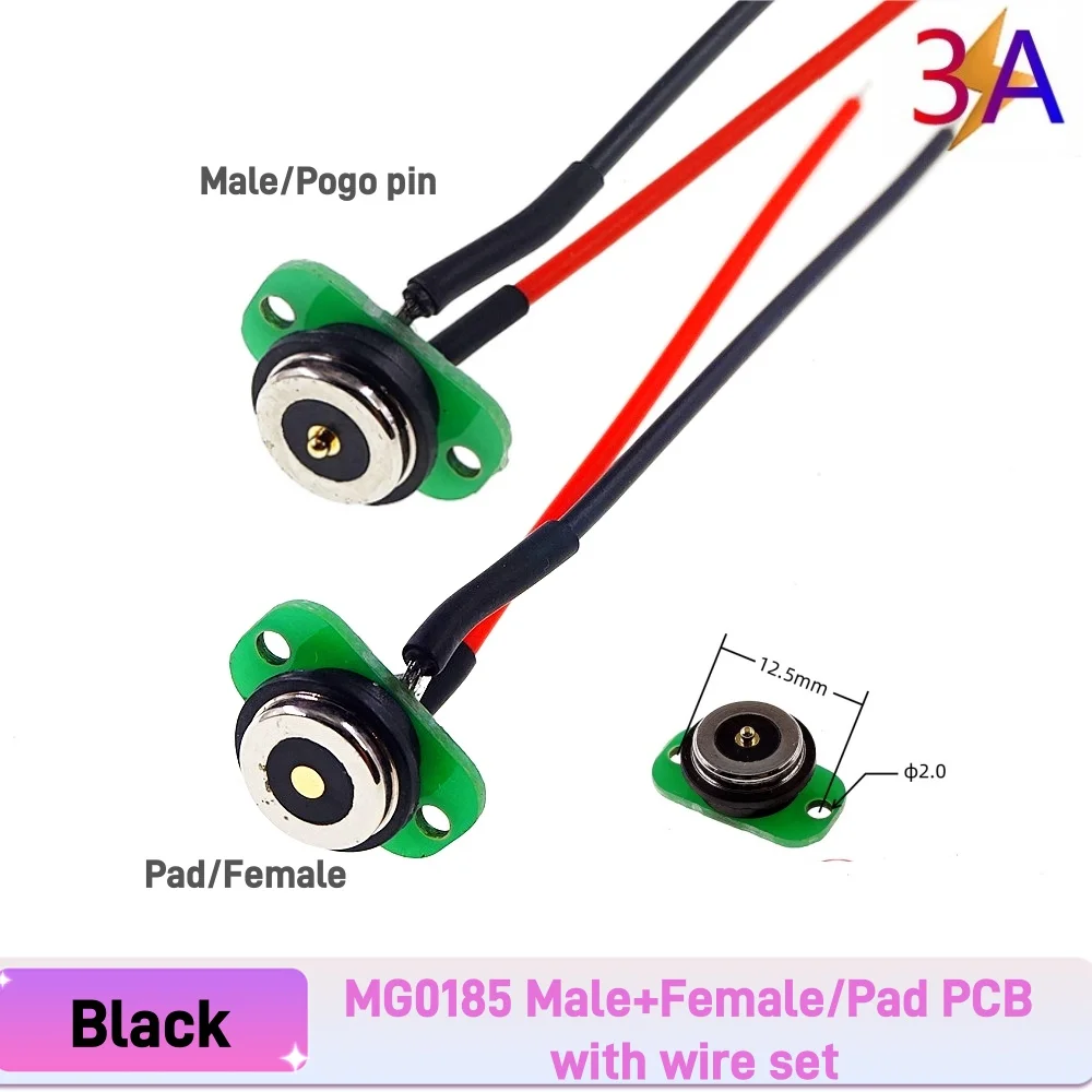 1 Piece Hight Current Pogo Pin Magnetic Connector Spring-Loaded Power Charge Waterproof IPX7 Contact Pad 3A 12V 8.5MM