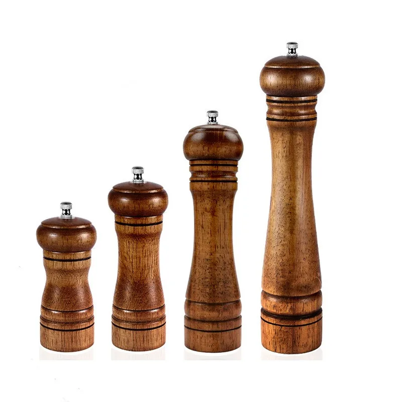 

5in Salt and Pepper Mill Wood Pepper Shakers with Strong Adjustable Ceramic Grinder with spare Ceramic Rotor kitchen accessories