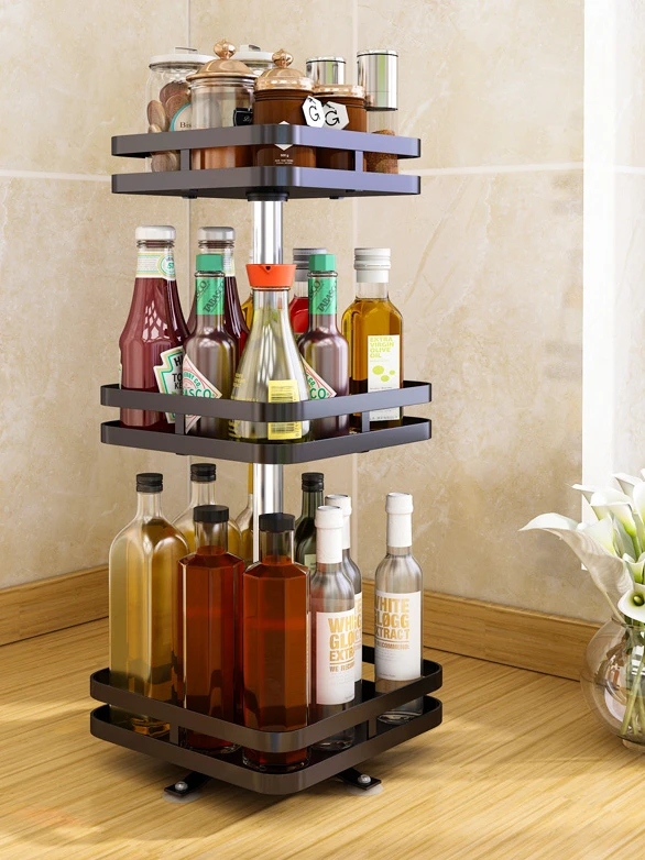 Rotating seasoning rack, kitchen seasoning shelf, countertop for household use