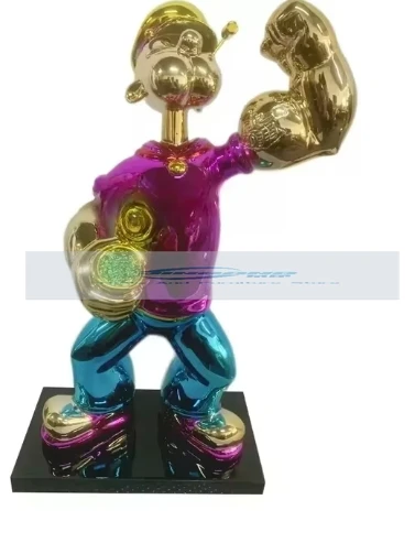 Electroplating Popeye Fiberglass Commercial Art Gallery Creative Decoration Sculpture Personality Outdoor Cartoon Figures