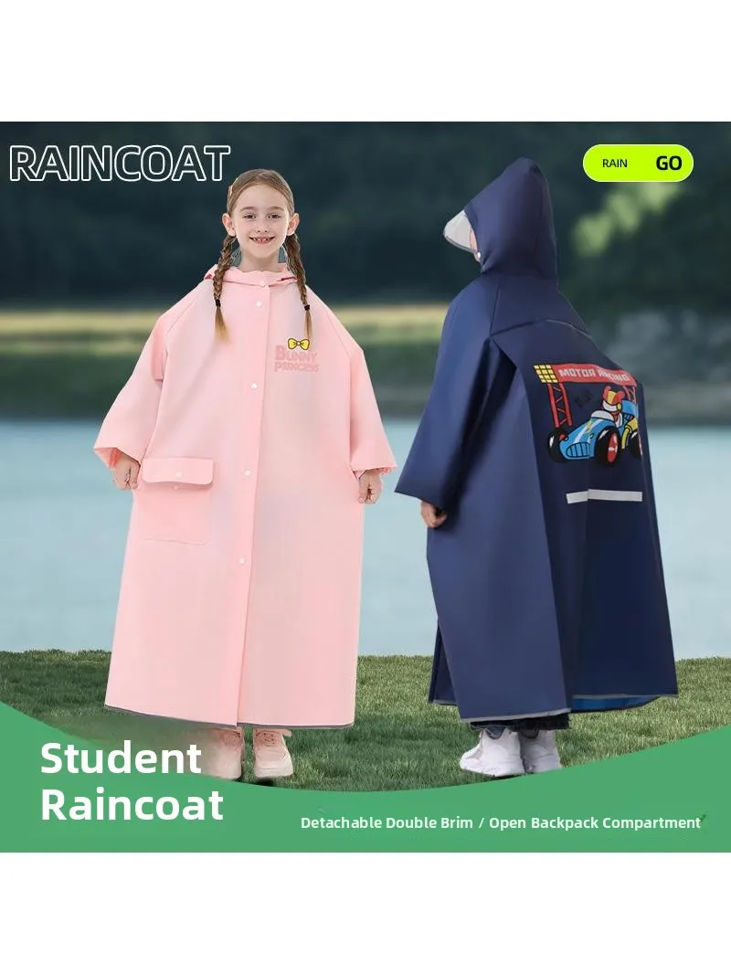 

Children's Full-Length Raincoat School Uniform Special Boys Girls with Backpack Position Waterproof Raincoat for Schooling