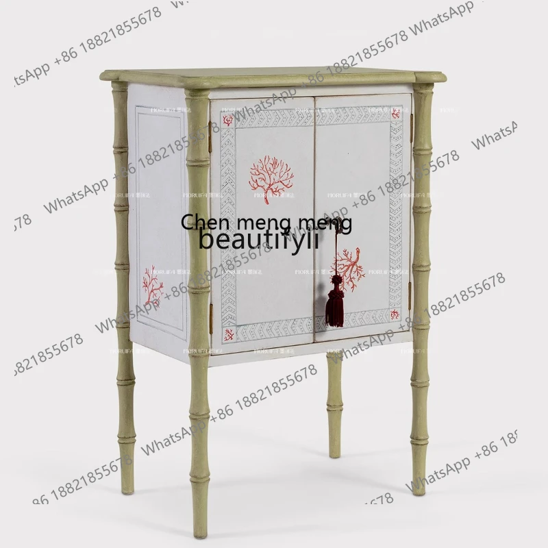 

High-end French style Chinese wind bedside locker Bedside retro storage cabinet Bedroom storage cabinet