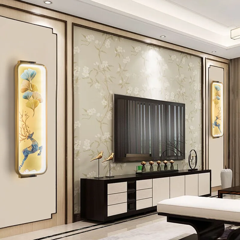 عبر الحدود جميع النحاس اللوحة الصينية منحوتة يدويا غرفة المعيشة حائط الخلفية مصباح المشاهير الإنترنت