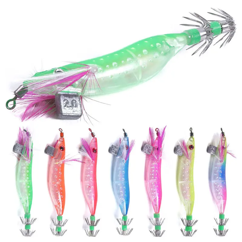 5Pcs Wood Shrimp Squid Fishing Bait Squid Jig Hard Bait 10cm-9g jigging Lure Cuttlefish Octopus Bait Pesca Calamar Fishing Lure