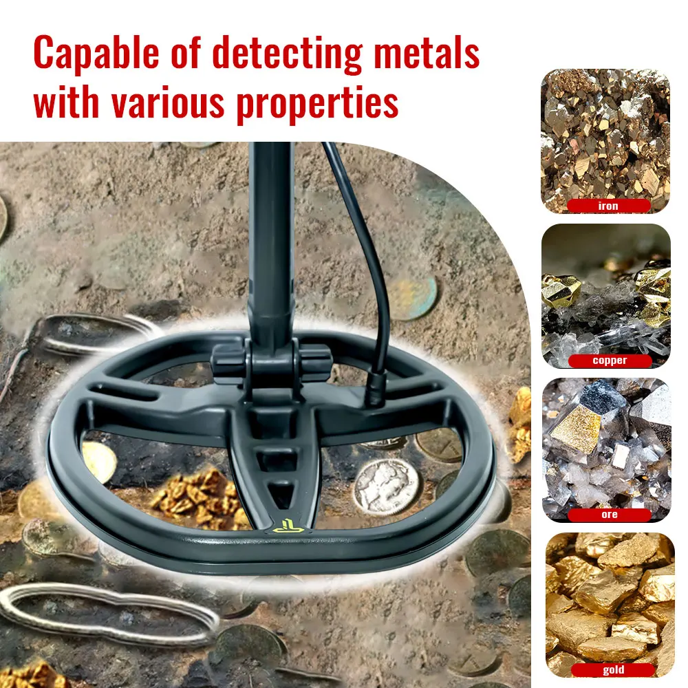 MD860 Treasure Hunter Metal Detector Pinpointer Underground Depth Detection Waterproof Coil Adjustable Sensitivity Gold Finder