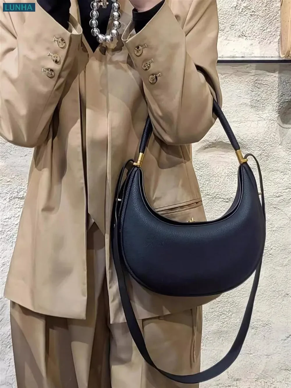Women Luxury Crossbody Mini Hobo Bag Crescent Shoulder Bags Soft Pebbled Leather Convertible 2-Way Handbag for Everyday Commuter