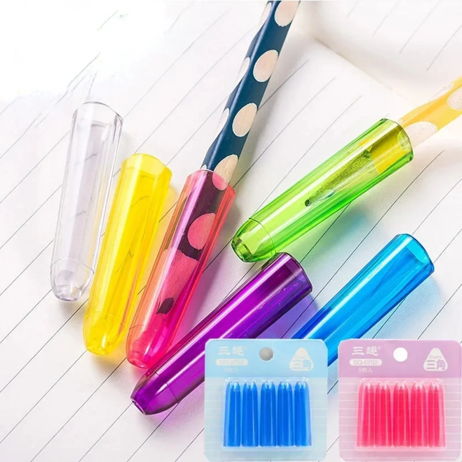 Pencil Protective Cover Protective Cap Mixed Color Plastic Pen Cap Color Pencil Extender Pen Tip Protective Cover