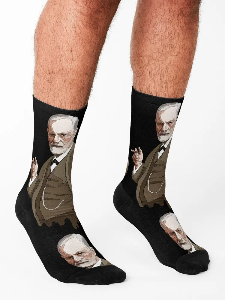 Illustration of Sigmund Freud - founder of psychoanalysis / psychology Socks tennis funny gift golf shoes Socks For Girls Men's