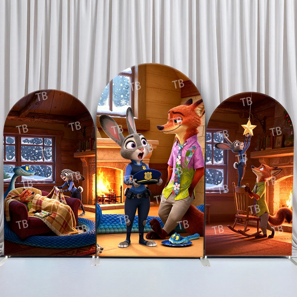 

TB Zootopia Arch фон крышка зимняя кабина камин тема Декор фотобудка реквизит для детей украшение на день рождения и детский душ