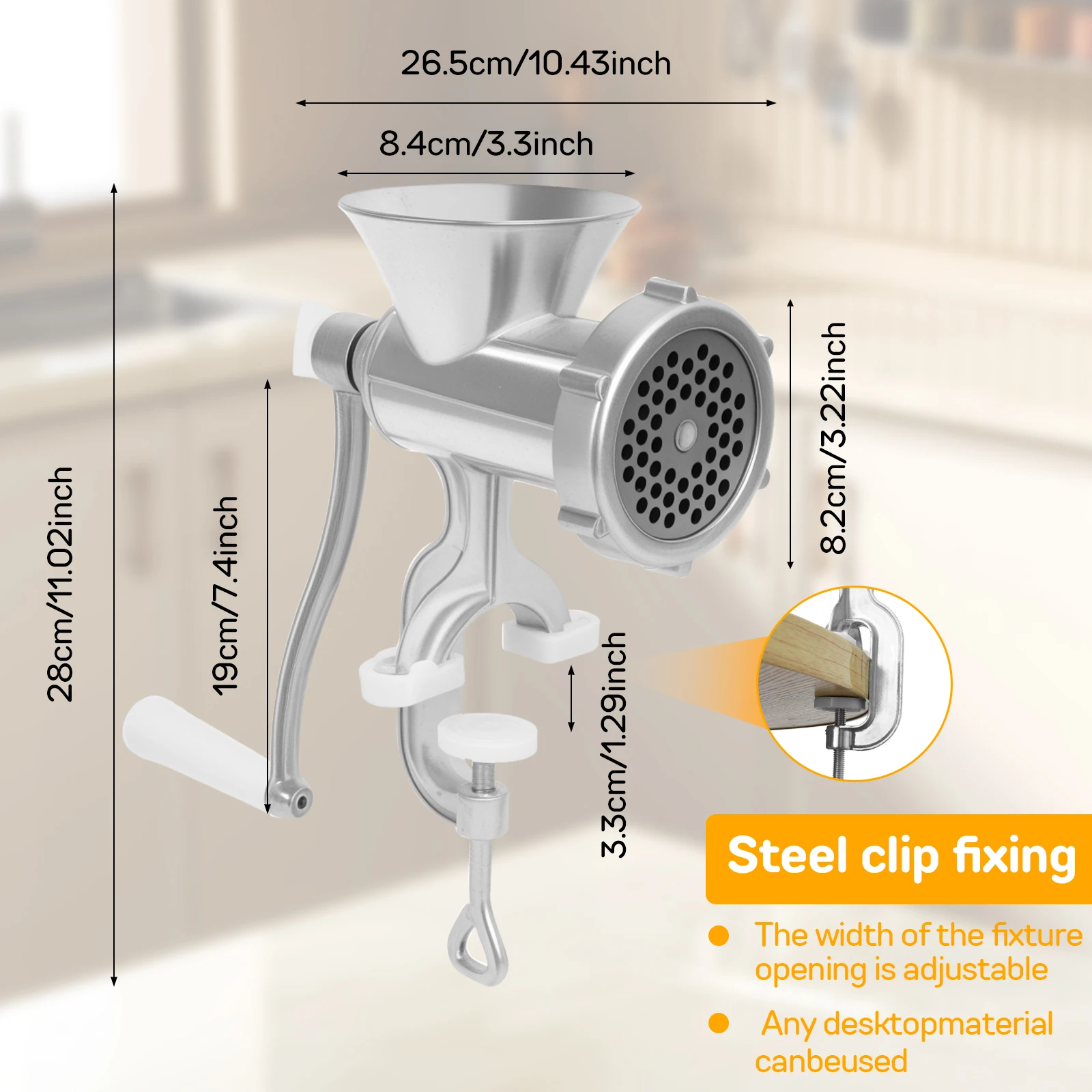 Meat Grinder Manual Grinder Household Sausage Stuffer Stainless Steel Large Capacity for Fish Supplies Home Kitchen Tool
