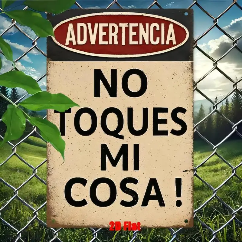 NO TOQUES MI COSA Vintage Metal Sign - Retro Spanish Warning Wall Art, Iron Material, Red/Black/Beige, Perfect for Garden Fence,