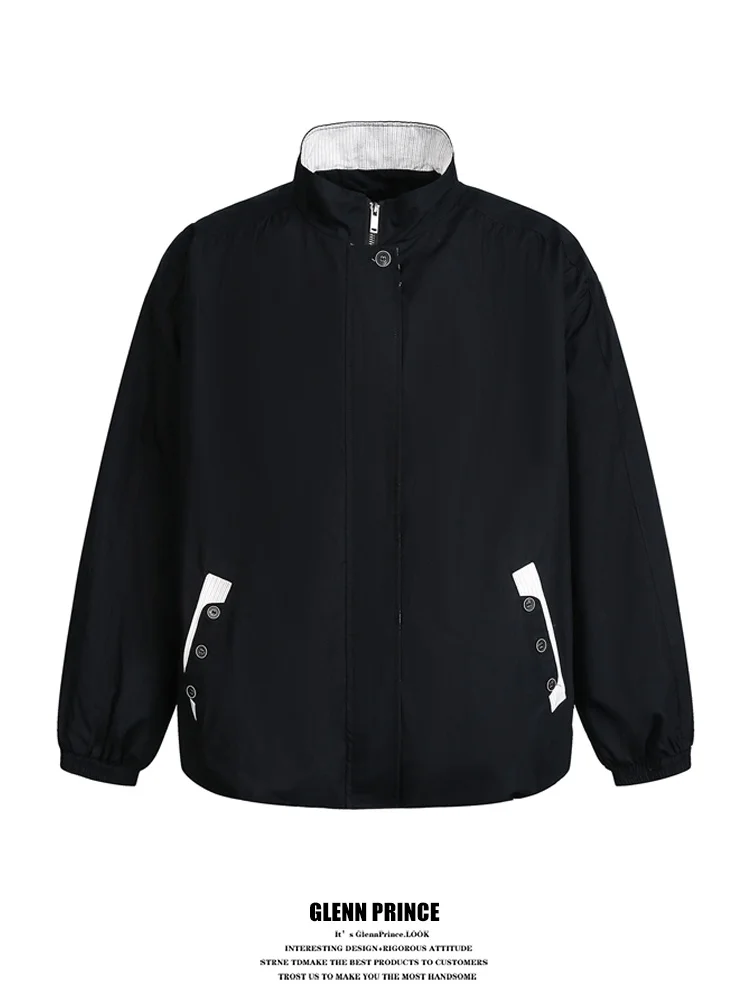 

Куртка GPstudio в американском ретро-стиле, однотонная, ветрозащитная, с воротником-стойкой, повседневная, весенне-осенняя, универсальная, для пар