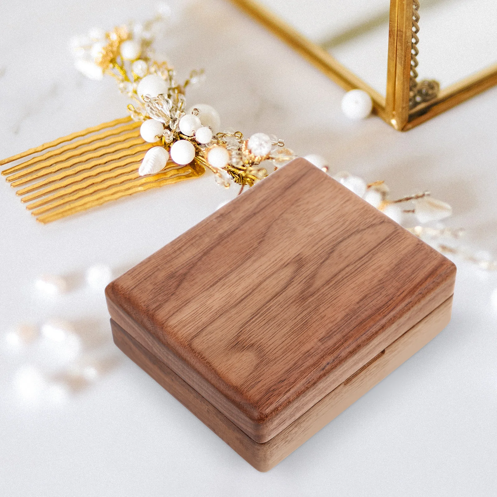 منظم صندوق مجوهرات خشبي لقلادة وأقراط وخاتم تخزين وتغليف الهدايا وحقيبة عرض مزخرفة