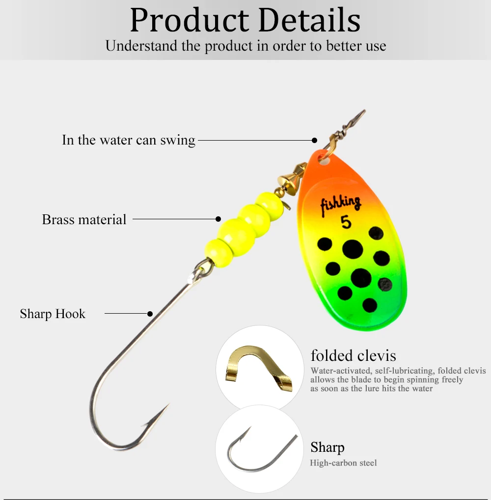 NGB Angelköder Spinnerbait Einzelhaken 4,1g 5g 7,8g 10,5g 15g Spoon Bass Hardbaits mit hochwertigem Haken für Hecht und Karpfen – Detail 3