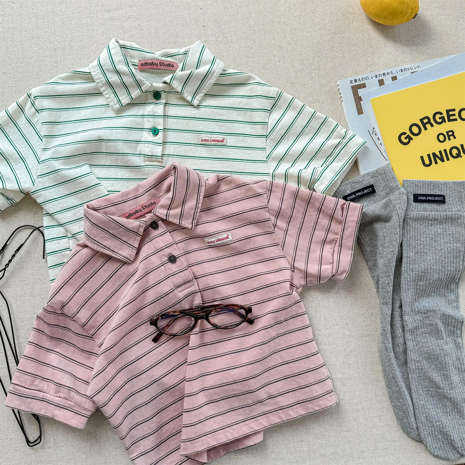 

2025 летние новые футболки с короткими рукавами и принтом для девочек, детская полосатая футболка с лацканами, тонкая хлопковая детская рубашка-поло, детские свободные повседневные топы