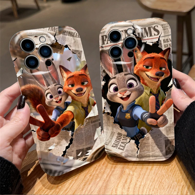 Disney ZOOTOPIA Nick Judy funda de teléfono de silicona suave para IPhone 17 16 15 14 13 12 11 Pro Max Plus 17Air 16E XR XS X 7 8 cubierta ondulada