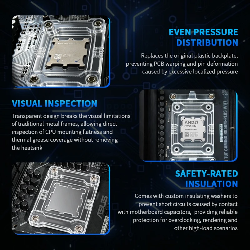 UPSIREN LGA1700-BCF V2/AM5-ASF V2 CPU Cooler Full Fit Fixer Transparent Bend Correction Anti-Bending Bracket with Fixed Buckle