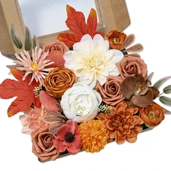Orange rose artificial flower combination box set, bride bouquet, outdoor/indoor DIY center item, used for decoration